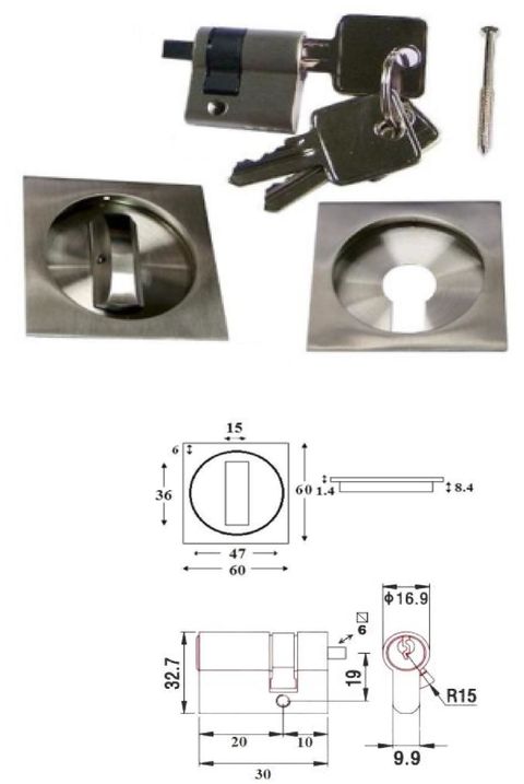 RKT/Q-R - square recessed pull with turn & key