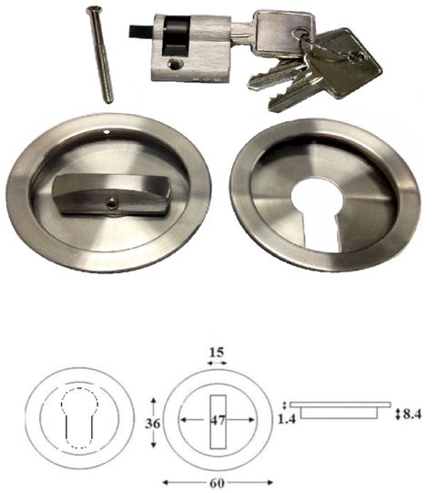 RKT/R - round recessed pull with turn & key