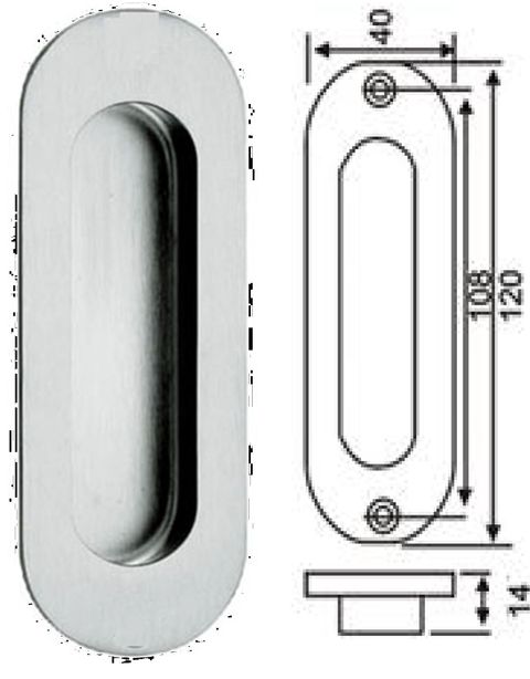 RP120O - 120x40mm dia oavl recessed pull handle