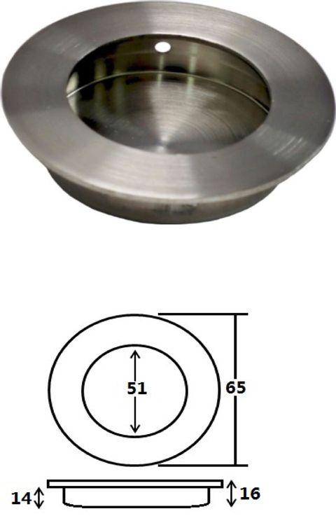 RP65 - 65mm dia round recessed pull