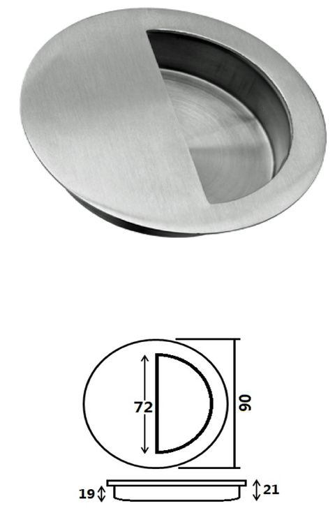 RP90H - 90mm dia recessed pull handle