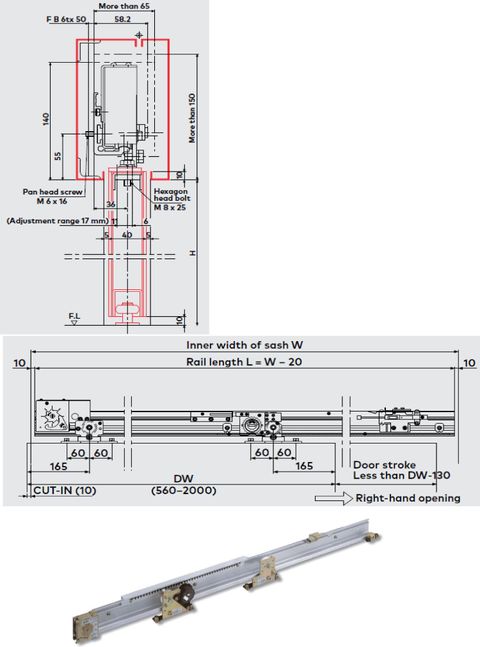 SL80-HSC - self-closing sliding gear