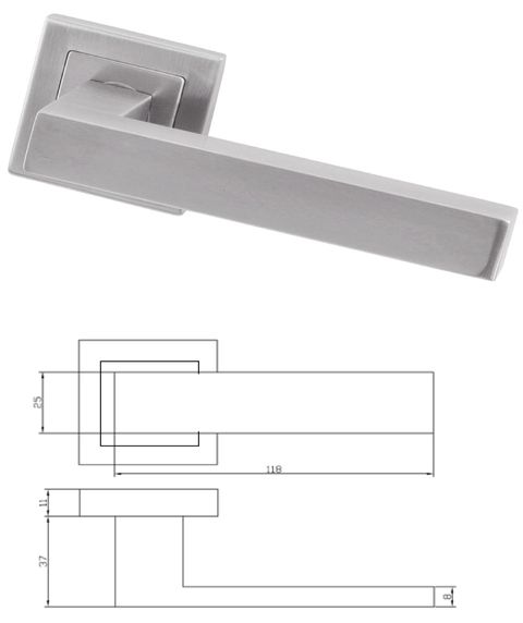 TH-CH040 SS lever handle on square rose