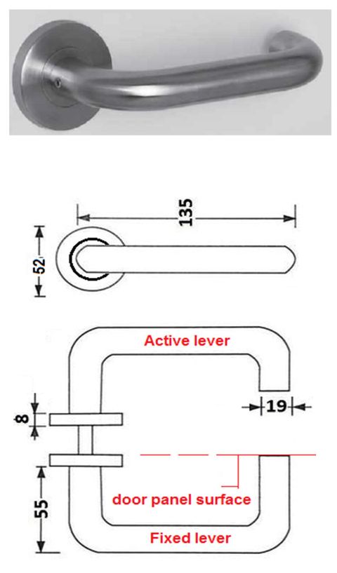 TH101F SS lever/fixed handle on rose