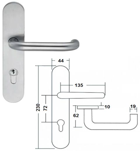 TH101OP lever handle on long oval plate