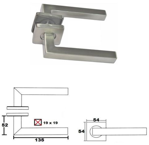 TH104Q SS square section lever handle on rose