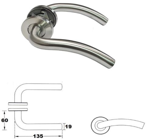 TH106 SS curve lever handle on rose