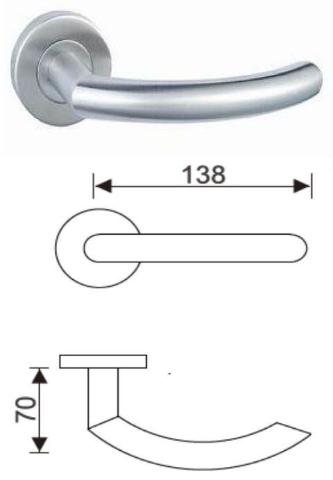 TH107 hollow stainless steel lever handle on rose