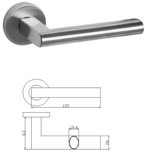 X006 stainless steel lever handle on rose