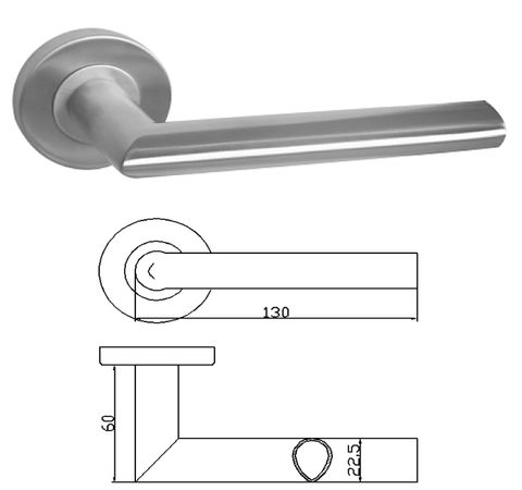 X007 stainless steel lever handle on rose