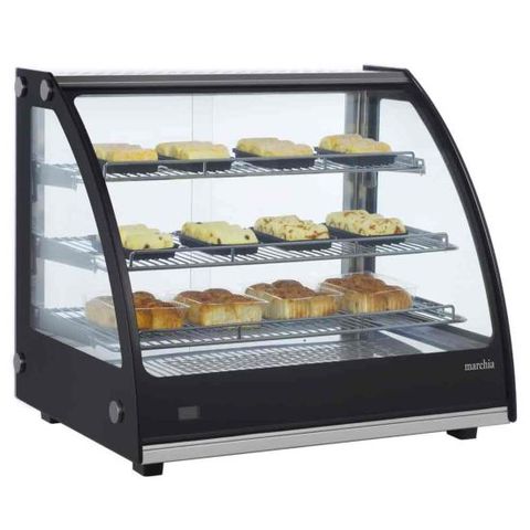 MHC131 - Heated Stainless Steel Countertop Display Case with Front Curved Glass