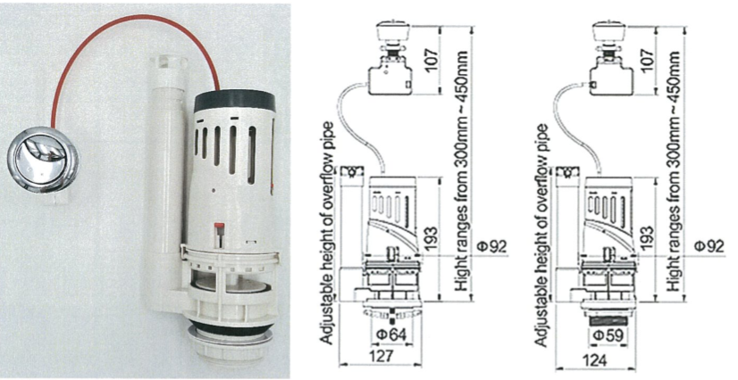 Husky B4910 Cable Dual Flush Push Button Syphon