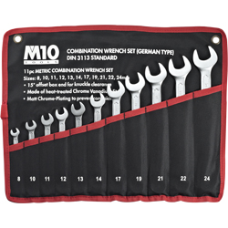 M10 Combination Wrench Set, Metric DIN Type (Satin Finish)