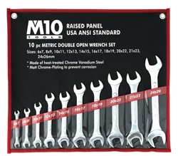 M10 Double Open End Wrench Set, (Raised Panel)