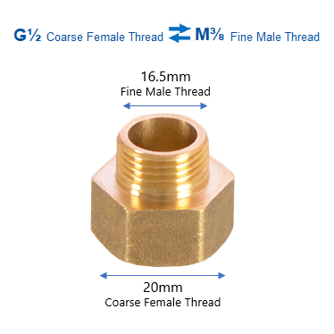 HUSKY B01-FG½MM⅜ (G½ Coarse Female Thread x M⅜ Fine Male Thread Brass Adaptor)