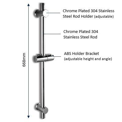 HUSKY C12-CPSSSR (Chrome Plated Stainless Steel Shower Rod with ABS Holder Bracket)
