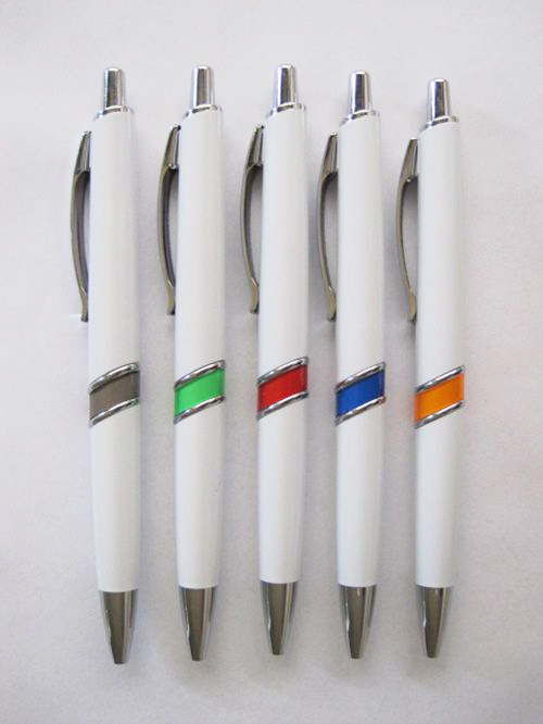 White Ballpen With Colour Ring