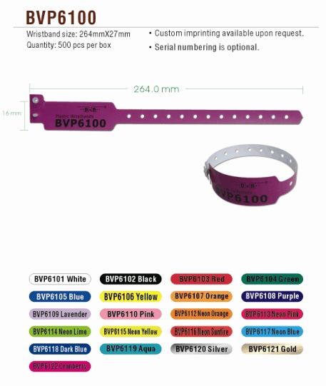 Plastic Wristband Code: BVP-6100