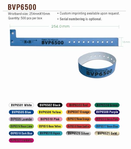 Plastic Wristband Code: BVP-6500