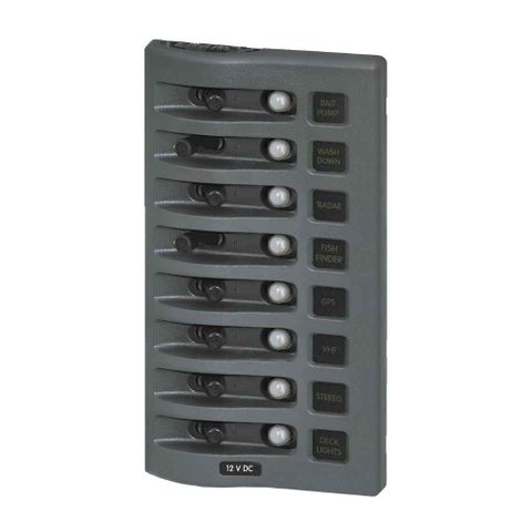 Blue Sea Systems WeatherDeck Panels, 8-gang, 12/24V, 108mm x 196mm