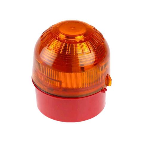 Klaxon Beacon (LED) Amber Lens, Red Deep Base