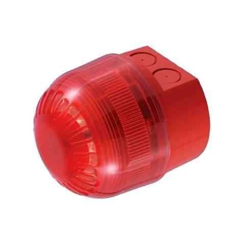 Klaxon Sounder Beacon (LED) Red Lens, Red Deep Base