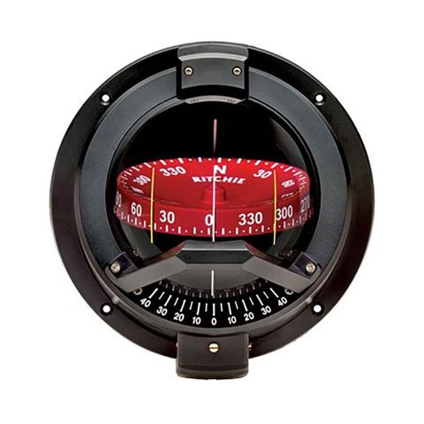 Ritchie Navigation Navigator Bulkhead Mount Compass Bulkhead Mount, Black, Combi Dial, Red Dial 4-1/2"
