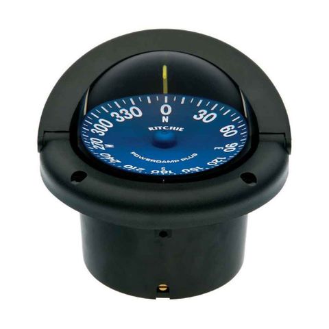 Ritchie Navigation Super Sport Navigator Compass Flush Mount, Black, Flat Card, Blue Dial 4-1/2"