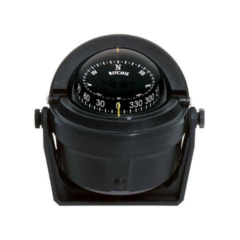 Ritchie Navigation Voyager Bracket Mount Wheelmark Compass Bracket Mount, Black, Flat Card, Black Dial 3"