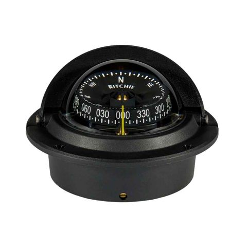 Ritchie Navigation Voyager Flush Mount Wheelmark Compass Flush Mount, Black, CombiDial, Black Dial 3"