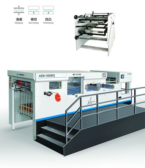 AEM-1080BQ Fully automatic flat-bed die cutting machine with waste stripping