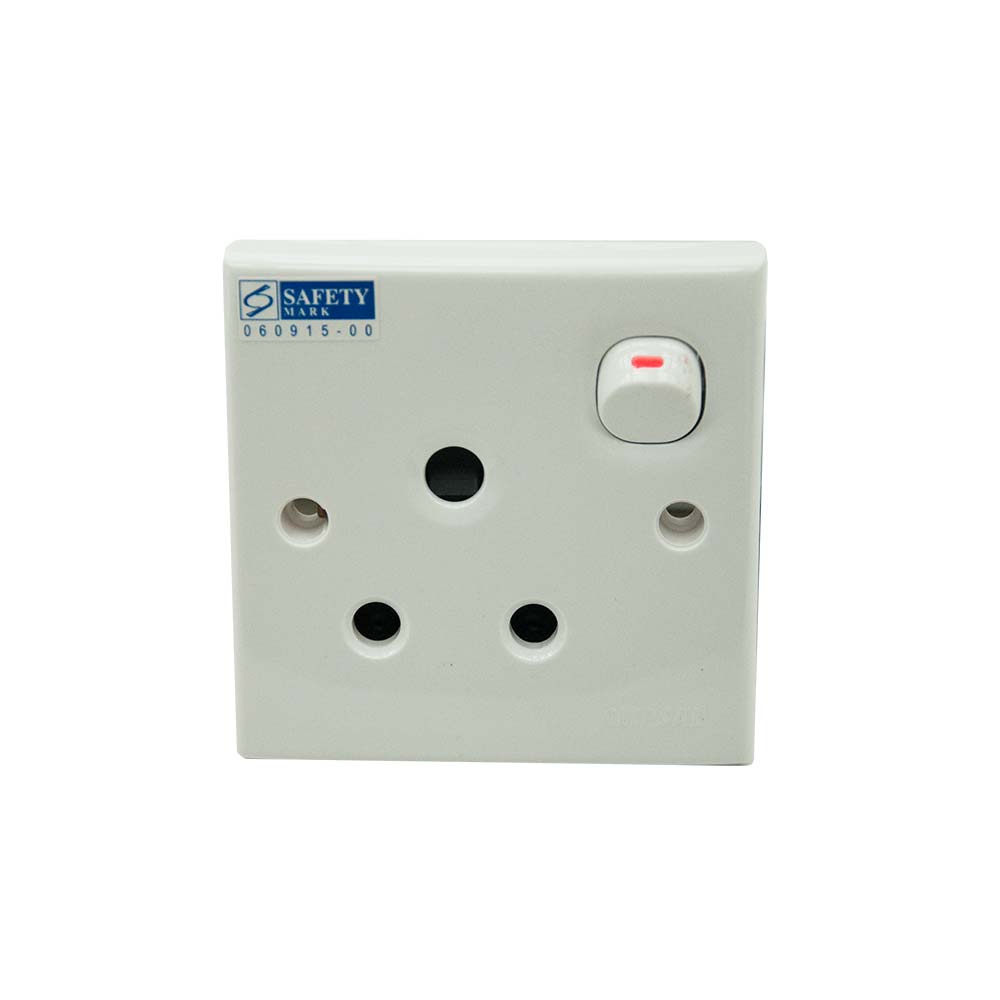 15A Single PVC Socket Round Pin Switches