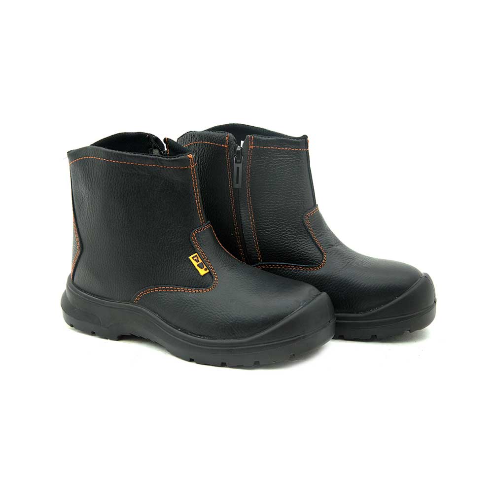 D&D' Black Grain Leather Zip-Up Shoes (03838)