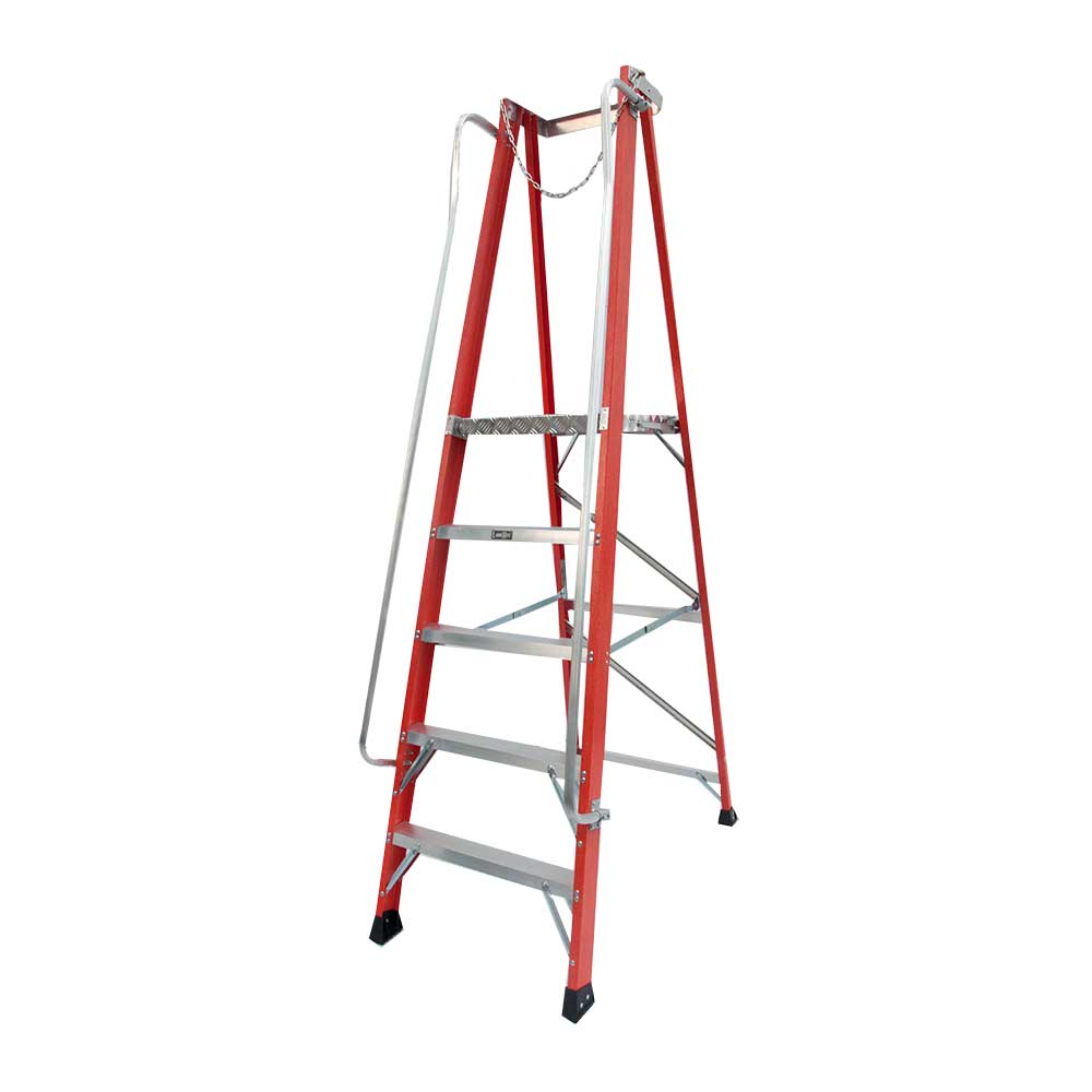 Fiberglass Platform Ladder With Handrail
