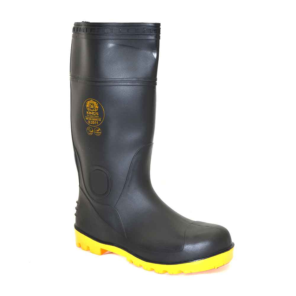 King's Waterproof PVC Black Boots With Steel Toecap & Steel Blade