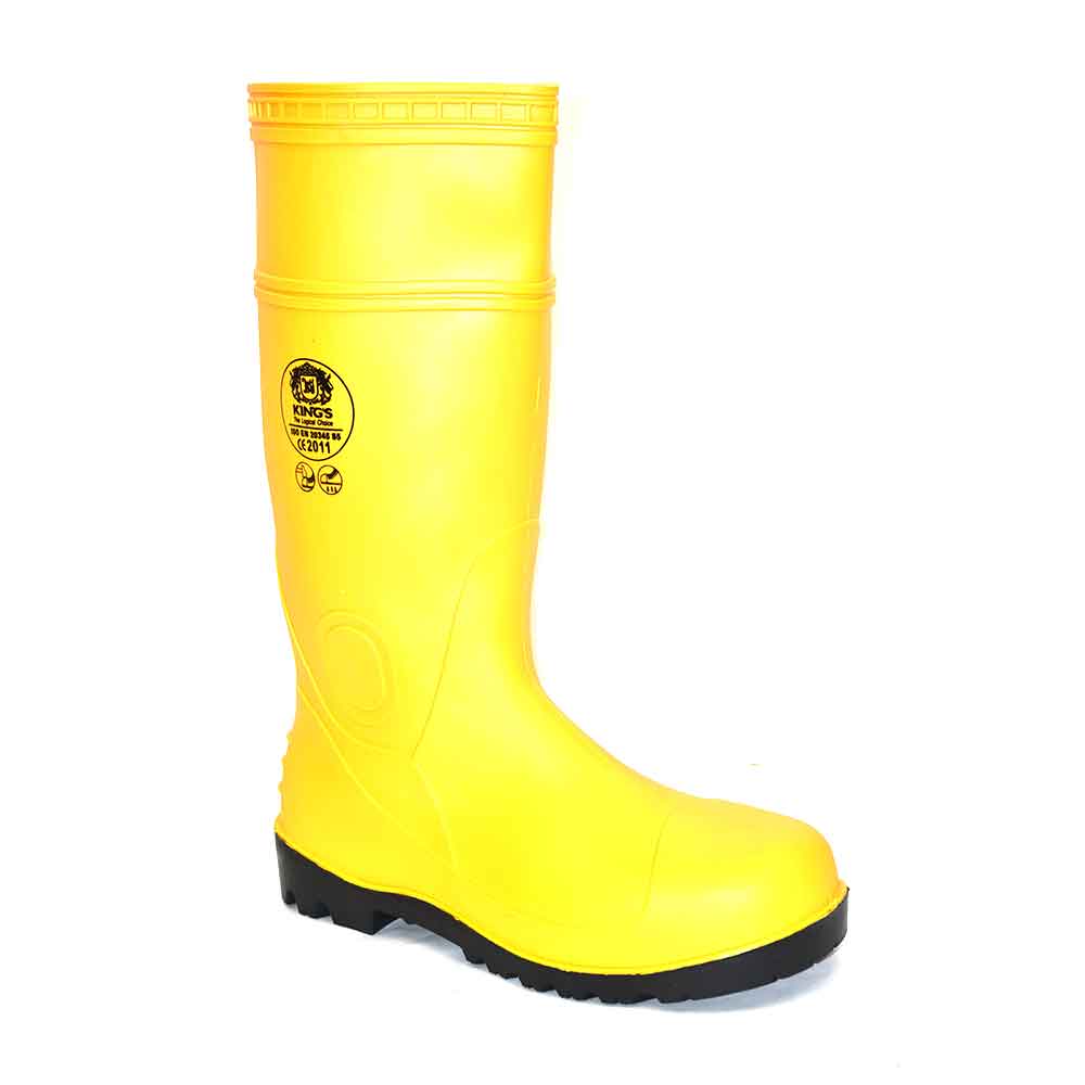 King's Waterproof PVC Yellow Boots With Steel Toecap & Steel Blade