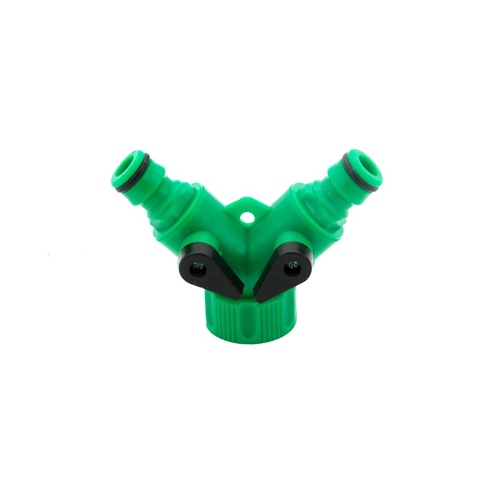Plastic Snap-in Y Hose Connector with shut Off 3-4 Female Thread