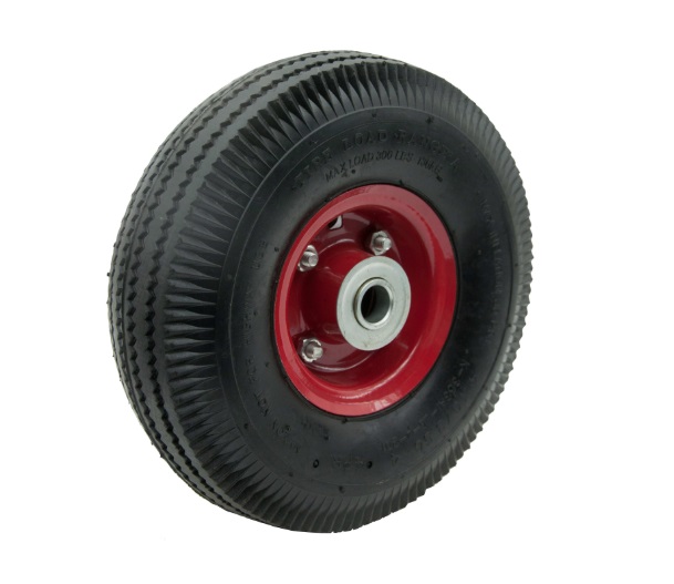 Wheels With Pneumatic Tyres, Pressed Red Steel Rim