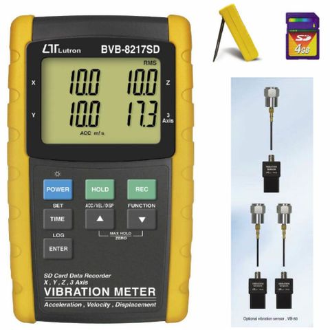 Lutron BVB-8217SD 4 Channels Vibration Meter,  X, Y, Z, 3 Axis, SD Card