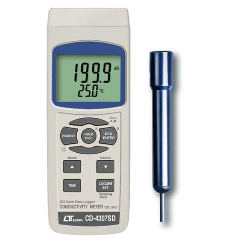 Lutron CD-4307SD Conductivity Meter, TDS, Salt, SD Card