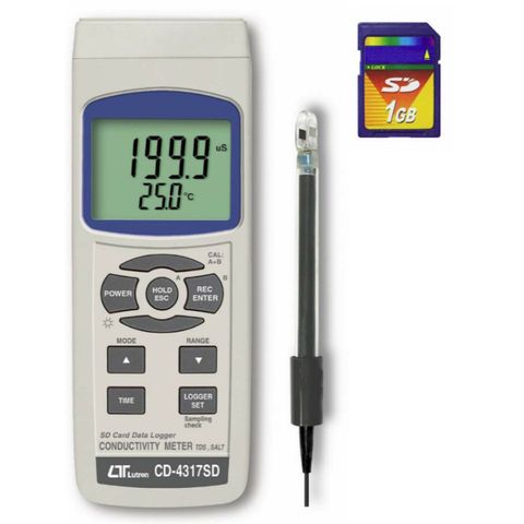 Lutron CD-4317SD Conductivity Meter, TDS, Salt CD-4317SD, SD Card