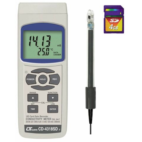 Lutron CD-4318SD Precision Conductivity Meter, TDS, Salt, SD Card