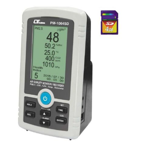 Lutron PM-1064SD Air Quality Monitor/Recorder, PM2.5, CO2, %RH, Temp., Barometer, SD Card