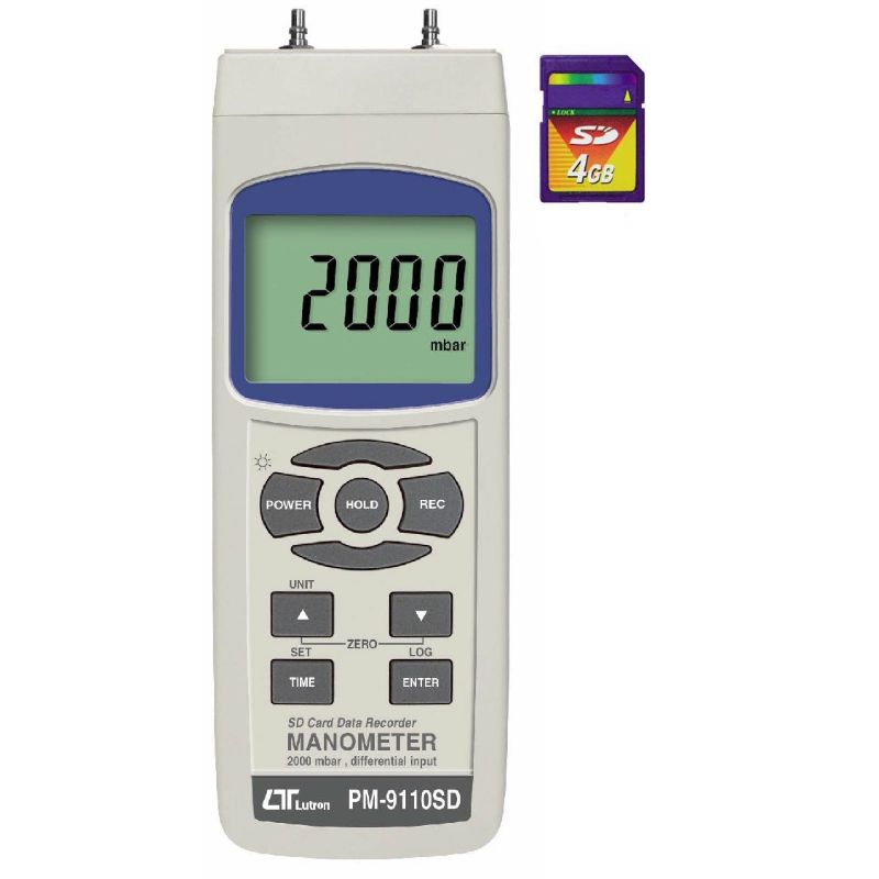 Lutron PM-9110SD 2000 mbar Manometer, SD Card