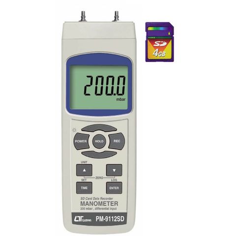 Lutron PM-9112SD 200 mbarManometer, 200 mbar SD Card