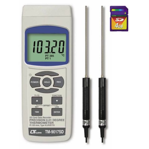 Lutron TM-9017SD 2CH Precision 0.01 degree Thermometer, SD Card