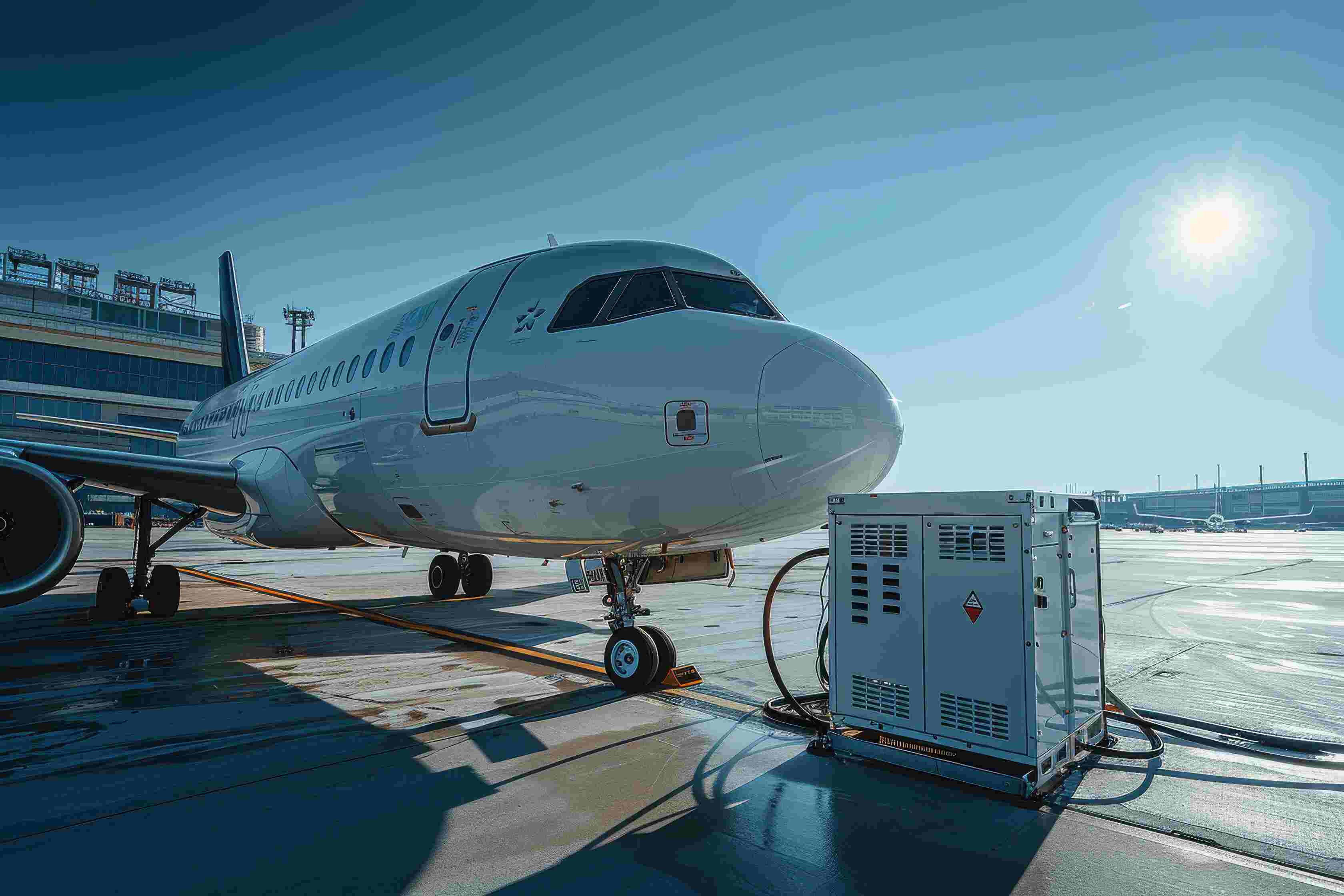 Aircraft ground power unit supplying power to parked aircraft