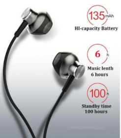 Bluetooth Neckband Sports Earpiece-6 Hrs Music Good Bass Earphone Magnetic Wireless Earbuds Prevent Failing S801