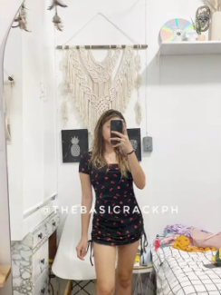 hot Strawberry side ruched dress