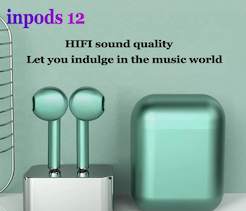 Inpods 12 Wireless Bluetooth 5.0 Headphones TWS Earphone Macaron Touch Earbuds HIFI Headsets with Mic Charging Box